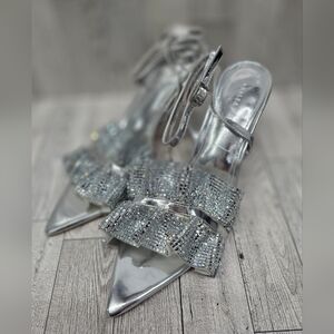 Azalea Wang Elegant Silver Rhinestone Heels